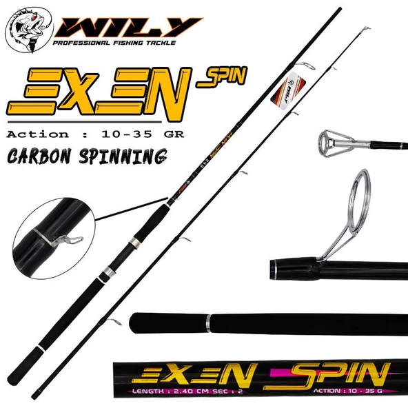Wily Exen 210 cm 10-35g Atarlı Karbon Spin Olta Kamışı ürün görseli 1