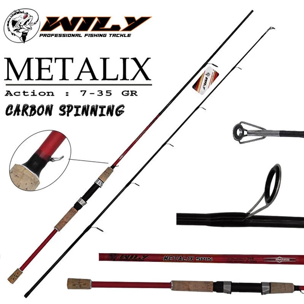 Wily Metalix 210 cm 7-35g Atarlı Karbon Spin Olta Kamışı ürün görseli 1