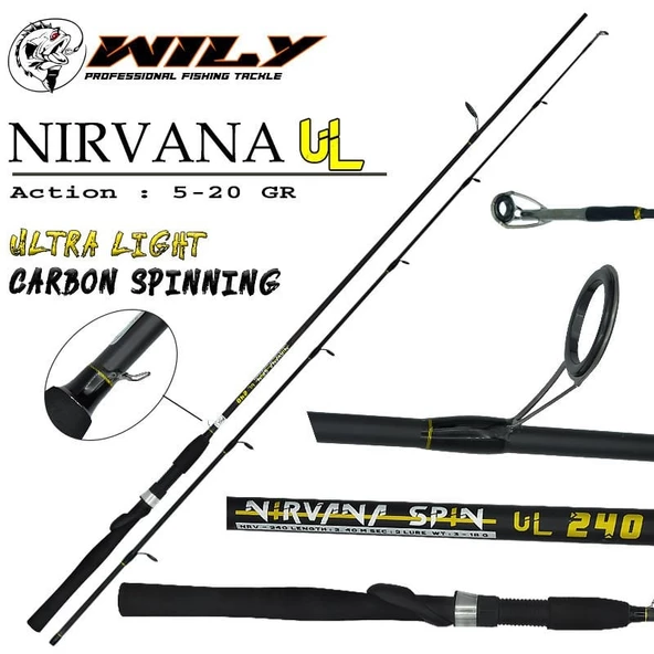 Wily Nirvana UL 225 cm 3-18g Atarlı Karbon Light Spin Olta Kamışı ürün görseli 1