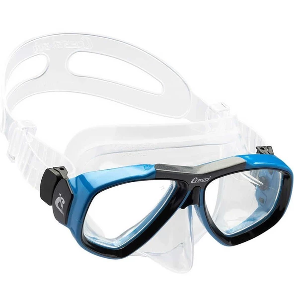 Cressi Focus Yetişkin Dalış Maskesi Şeffaf-Koyu Mavi ürün görseli 1