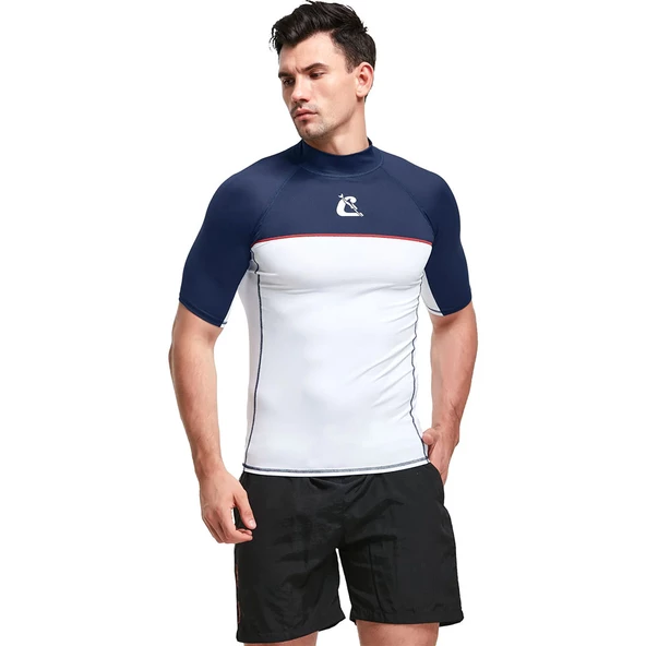 Cressi Shield Man Mavi-Beyaz Rash Guard 2XLarge - Resim 2