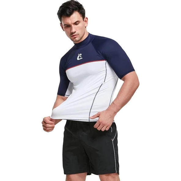 Cressi Shield Man Mavi-Beyaz Rash Guard 2XLarge - Resim 6