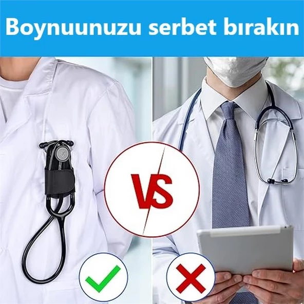 Hakiki Deri Stetoskop Tutucu Organizer Holder Gri ürün görseli 1