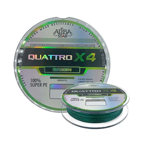 Albastar Quattro 4x 0.22 mm 150m 4 Örgü İp Misina Yeşil 20.0 kg Çeker ürün görseli 1