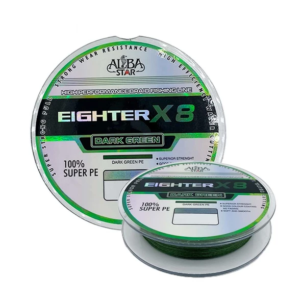 Albastar Eighter 8x 0.22 mm 150m 8 Örgü İp Misina Yeşil 20.6 kg Çeker ürün görseli 1