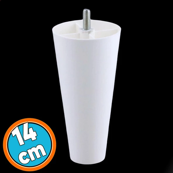Mobilya Yükseltici Sehpa Kanepe TV Ünitesi Koltuk Ayağı Baza Ayakları Beyaz Düz Plastik Ayak 14 cm ürün görseli 1