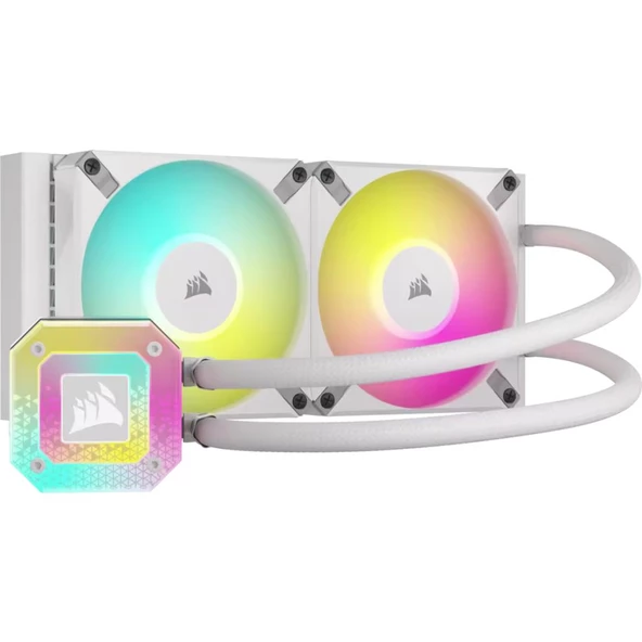 CORSAİR İCUE H100İ ELİTE XT 240MM 2 X AF140 RGB FAN SIVI İŞLEMCİ SOĞUTUCUSU BEYAZ (CW-9060072-WW) ürün görseli 1