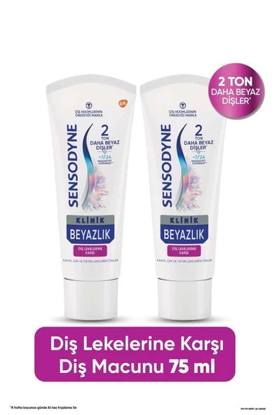 Sensodyne Diş Macunu Klinik Beyazlık Diş Lekesi 75 ml x 2 ADET ürün görseli 1