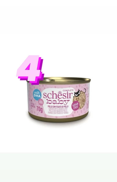 Schesir Tavuklu ve Karaciğerli Yavru Kedi Konservesi 70 Gr X 4 ürün görseli 1