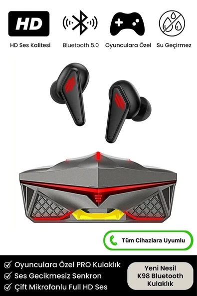 HD Ses Işıklı Metal Kasa Ios Android Uyumlu Mikrofonlu K98 Pro Oyuncu Bluetooth Kablosuz Kulaklık ürün görseli 1