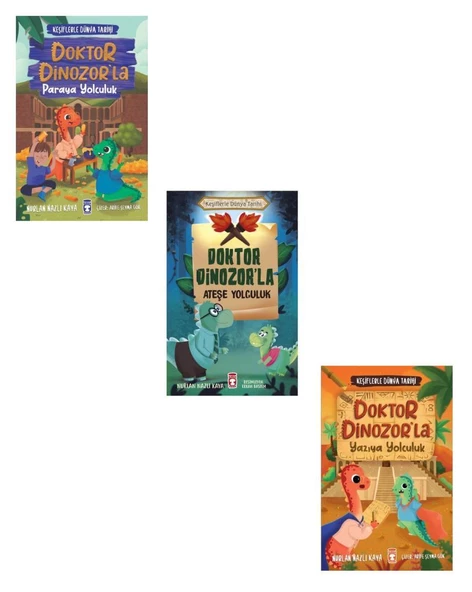 Keşiflerle Dünya Tarihi Seti 3 Kitap (Doktor Dinozorla Paraya Yolculuk + Ateşe Yolculuk + Yazıya Yolculuk) ürün görseli 1