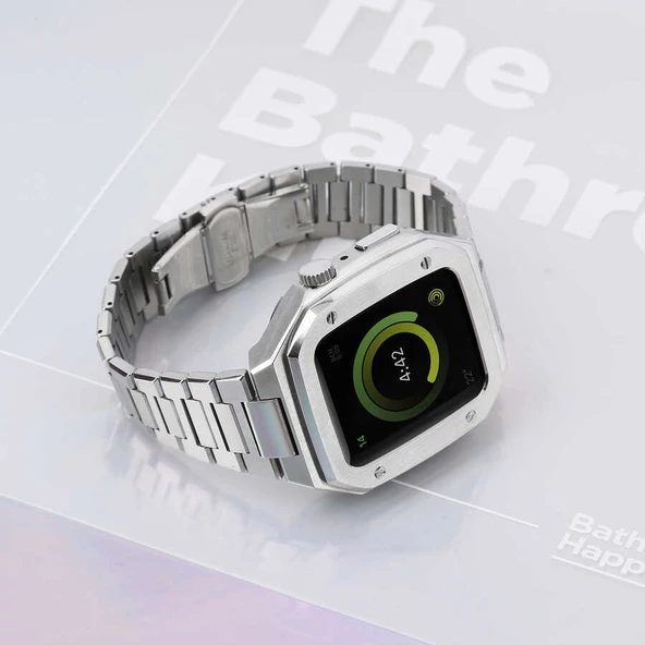 Apple Watch 7 45mm  KRD-64 Metal Kordon - Resim 8