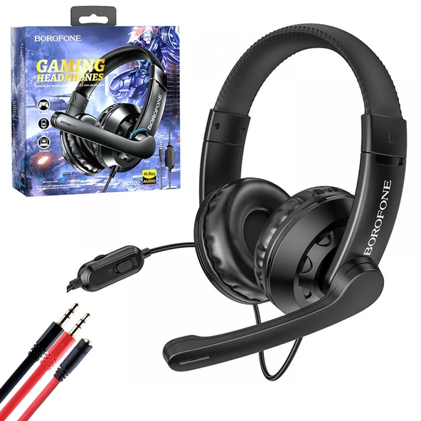 BOROFONE BO-102 Kablolu Oyuncu Kulak Üstü Kulaklık 3.5mm Jack Mikrofonlu ürün görseli 1