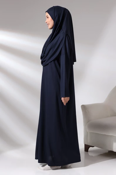 Tek Parça Namaz Elbisesi - Lacivert - 5015 - Resim 7