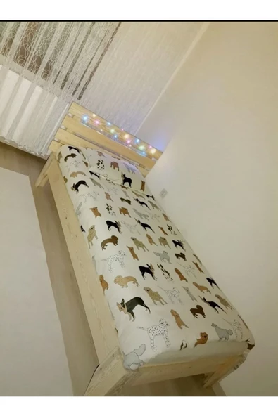 KÖŞK MOBİLYA Elegant Doğal Masif Çam Ahşap Karyola Tek Kişilik 90x190 Yatak Uyumlu ürün görseli 1