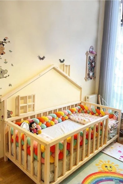 KÖŞK MOBİLYA Masal Model Montessori Bebek Ve Çocuk Karyolası Doğal Ahşap Yatak 120x200 Yatak Uyumlu ürün görseli 1