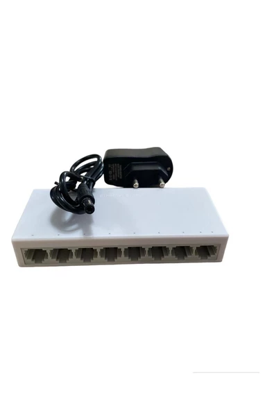 8 Lİ PORT İNTERNET ÇOKLAYICI KABLOLU MODEM PC TV POS CİHAZI ÇOKLAYICI 1 GİRİŞ 7 ÇIKIŞ ADAPTÖRLÜ CAT6 ürün görseli 1