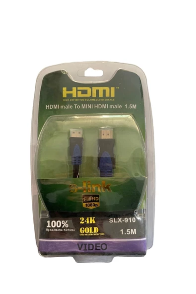 1.5 Metre Mini Hdmı To Hdmı Görüntü Ve Ses Kablosu Gold ürün görseli 1