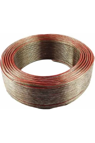 100mt 100 Metre Şeffaf Hoparlör Elektrik Ses Kablosu 2 X 0.75mm ürün görseli 1