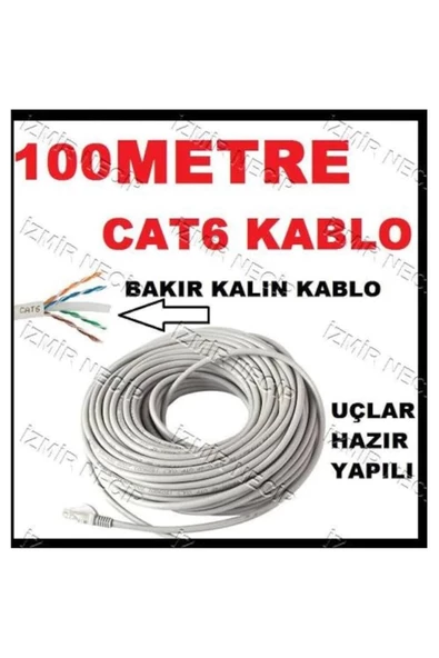 100 Metre Hazir Yapili Uçlar 100 Mt Metre Internet Kablosu Kaliteli Sağlam Cat6 ürün görseli 1