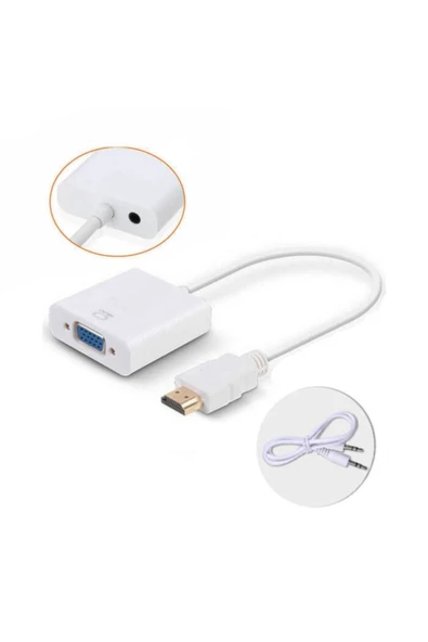 Hdmi To Vga Ses Çıkışlı Kablo Çevirici Dönüştürücü Adaptör ürün görseli 1