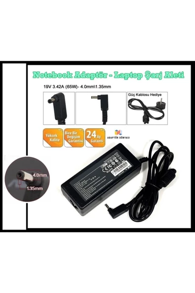 Asus 19v 3.42a 4.0 X 1.35mm Notebook Adaptör, Laptop Şarj Aleti 4.0mm X 1.35mm ürün görseli 1