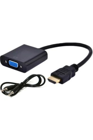 Monitor Çevirici Hd Hdmı To Vga Wga Adaptör Ses Destekli + Aux Dönüştürücü Kablosu ürün görseli 1