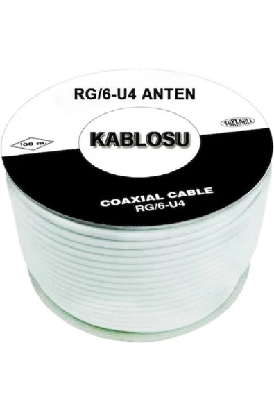 100 M Beyaz Uydu Anten Kablosu Rg6u 100 Metre ürün görseli 1