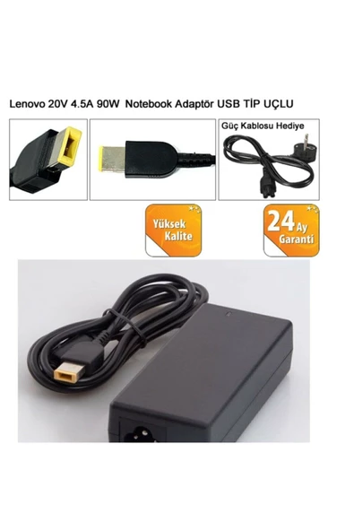Lenovo G500s Usb Uç Notebook Adaptörü 20 Volt 4,50 Amper 20v 4.5a ürün görseli 1