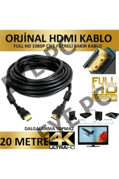 20 Metre Hd Hdmı Ses Ve Görün Tü Aktarım Kablosu 20mt Full Hd ürün görseli 1