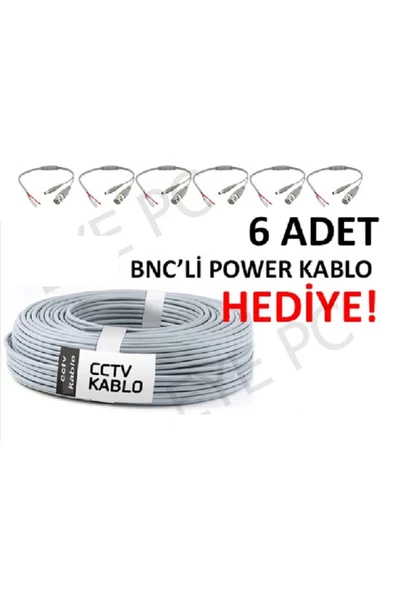 Bnc Power+100 Metre Cc Tv 2+1 Kablo 3Ü Bir Arada Set CCTV KAMERA KABLOSU ürün görseli 1