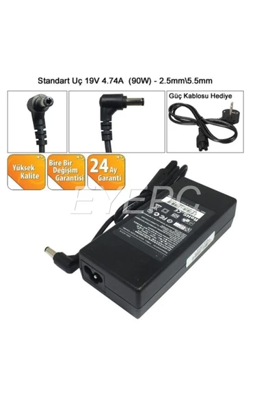 19v 4.74a 5.5 X 2.5 CASPER Tüm Modeller Ile Uyumlu Laptop Notebook Şarj Aleti Adaptör ürün görseli 1