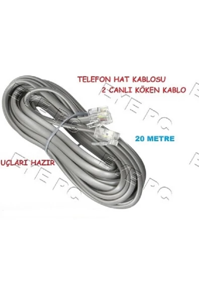 20 Metre 2 Canli Hat Köken Telefon Kablosu Bina Girişi Modem Arası ürün görseli 1
