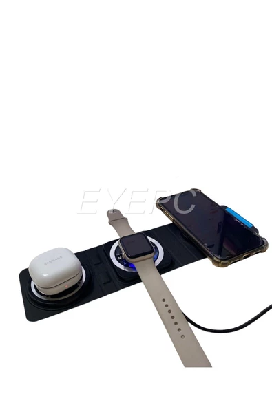3 In1 Iphone -air Pods Kablosuz Şarj Manyetik Katlanabilir Şarj Istasyonu ürün görseli 1