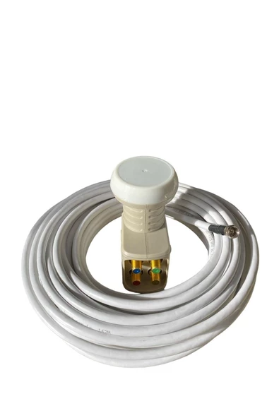 30 Metre Uydu Çanak Anten Kablosu+4 Lü Full Hd Destekli Lnb ürün görseli 1