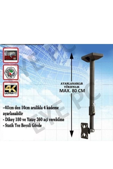 32 Inç 80 Cm Ekran Tv Televizyon Tavan Askı Aparatı Aleti ürün görseli 1