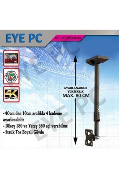 55 Ekran 82 Ekran Arası Tv Ler Için Tavan Duvar Askı Aparatı ürün görseli 1