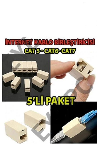 İnternet Kablosu Birleştirme Kablo Uzatma Jakı 5Li ürün görseli 1