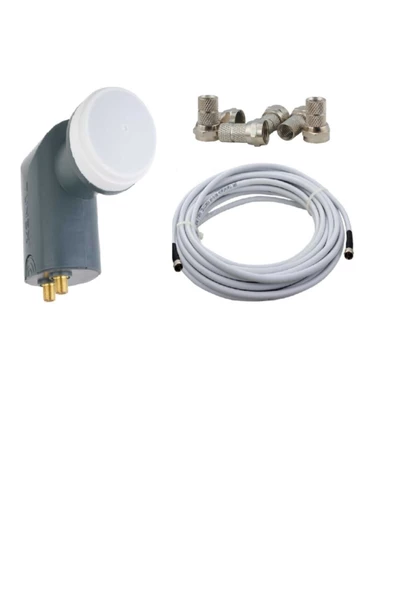 2 Li Lnb Elenbi 30 Metre Rg6-u4 48 Telli Uydu Çanak Anten Kablosu 10 Adet F Konnektör Hediye ürün görseli 1