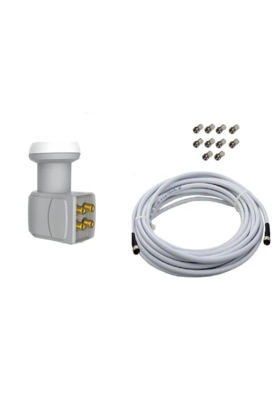 4 Lü 4 Bağımsız Çıkış Lnb 50 Metre Anten Kablosu 10 Adet F Konnektör Jak ürün görseli 1