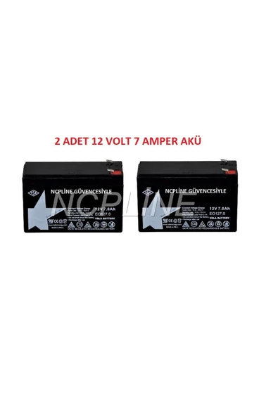 NCPLİNE 2 ADET 12 VOLT 7 AMPER AKÜ  PİLSAN TRAKTÖR AKÜLÜ ARABA UYUMLU Akülü Atv Araba Jeep 12 Volt ürün görseli 1