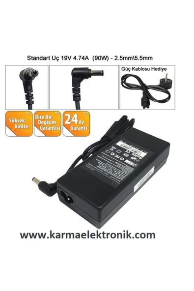 Toshiba Satellite C55d, C55d-a, C55d-a-14l Uyumlu Notebook Adaptör, Şarj Cihazı (90w - 19v 4.74a) ürün görseli 1