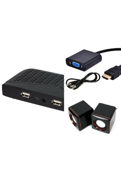 Monitörü Tv Yapma Aparatı Hd Uydu Ve Hdmı Vga Çevirici Ve Hoparlör 3 Lü Set ürün görseli 1
