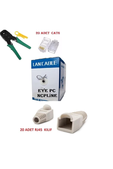 Cat6 Set Rj45 Pense 10 Metre Kablo 20 Adet Rj45 20 Adet Rj45 Kılıf Amatör Set Modem Pc Internet Kabl ürün görseli 1