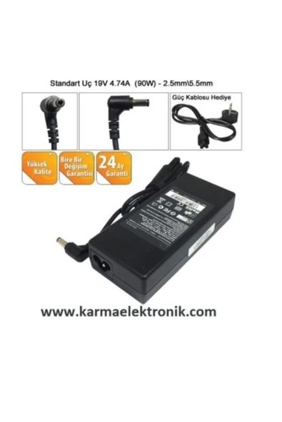 Toshiba Satellite L50, L500, L500d Uyumlu Notebook Adaptör 90w - 19v 4.74a ürün görseli 1