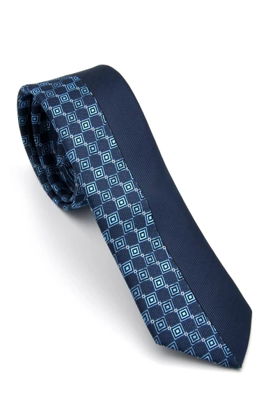 Mavi ve Lacivert Pano Desenli Dokuma Kumaş Slim Fit Kravat // KPK014 ürün görseli 1