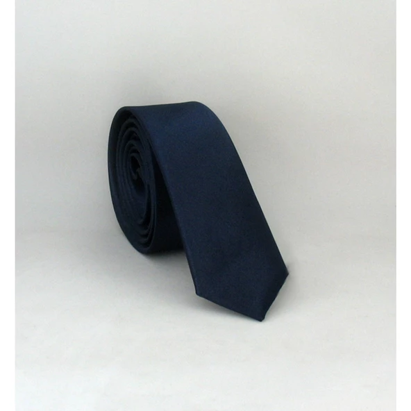 Lacivert Ultra Slim Fit Düz Renk Saten Kravat - Uss-03 Lacivert ürün görseli 1