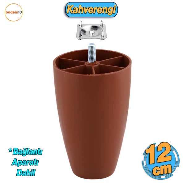 Oval Plastik Ayak 12 cm Kahverengi Mobilya Yükseltici Sehpa Kanepe Koltuk Ayağı Baza Ayakları Aparat ürün görseli 1
