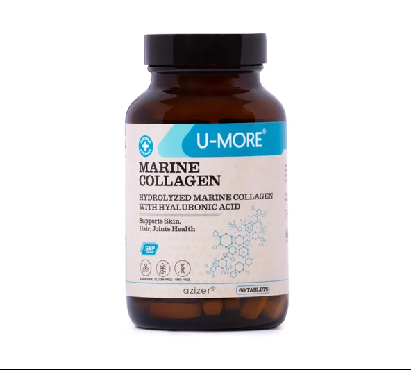 U MORE - Hidrolize Balık Kolajeni & Hyaluronik Asit - Sağlıklı Eklemler Saçlar Cilt Tırnaklar - 60 Tablet ürün görseli 1