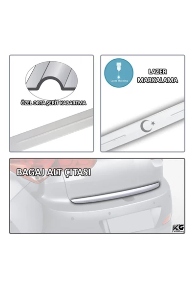 KromGaraj Hyundai I10 2013 Sonrası Krom Bagaj Alt Çıta Fener ürün görseli 1